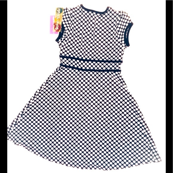 NEW PINK GINGER Polka Dot Black/White Dress-Sz 10 - Picture 2 of 3